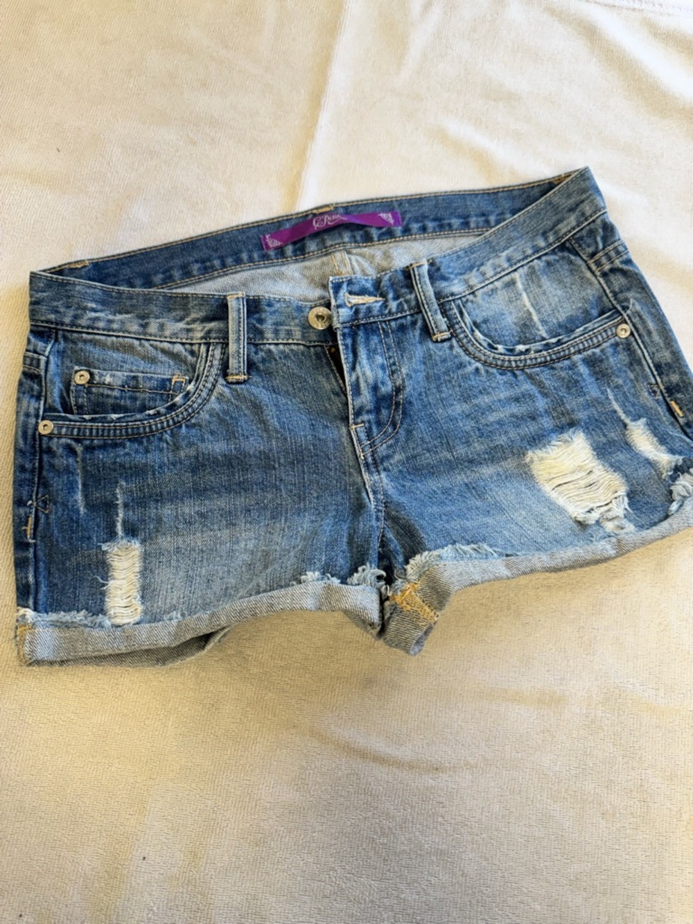 PINK Victoria's Secret Light Blue Distressed Denim Shorts